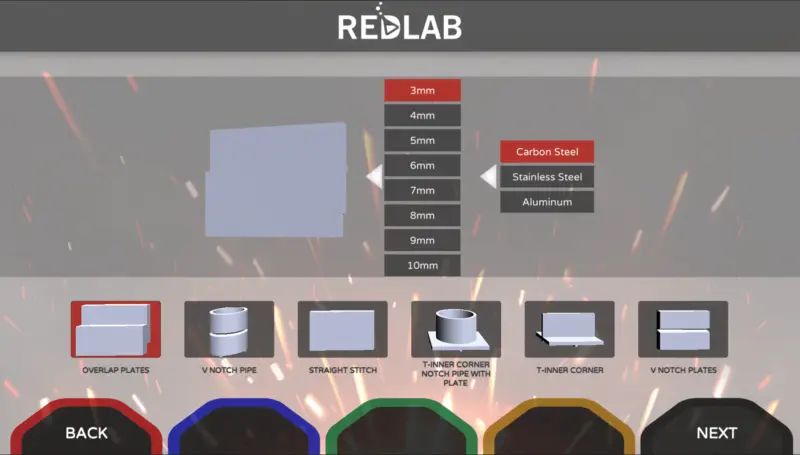 Welding Simulator Part Selection